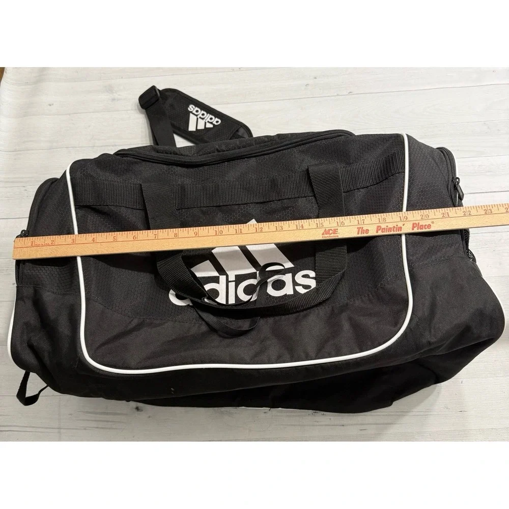 Adidas black‎ and white medium size duffel bag